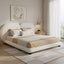 King Size Upholstered Platform Bed With Split Headboard - White