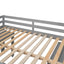 Loft Low Study Bed With Cabinet, Shelves And Rolling Portable Desk, Multiple Functions