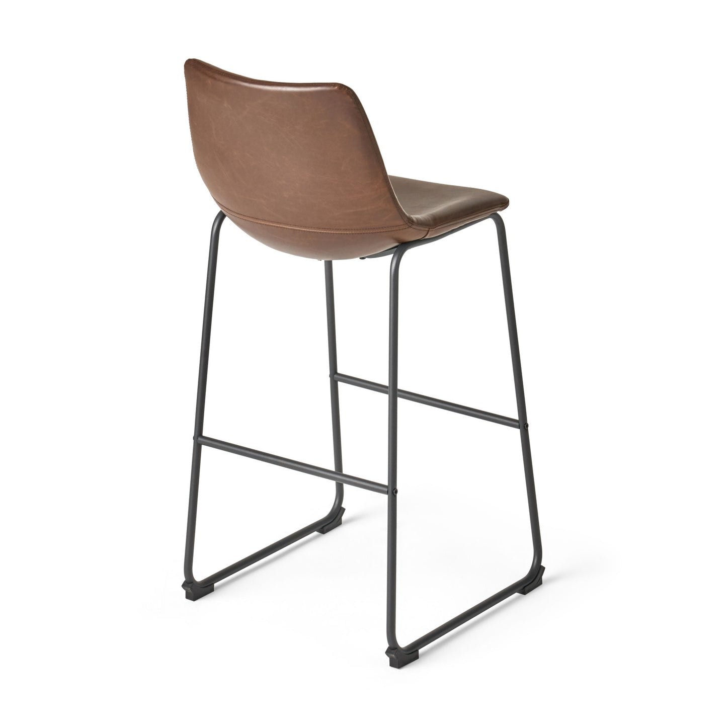 Barstool With Upholstery And Foot Rail - Vintage Brown