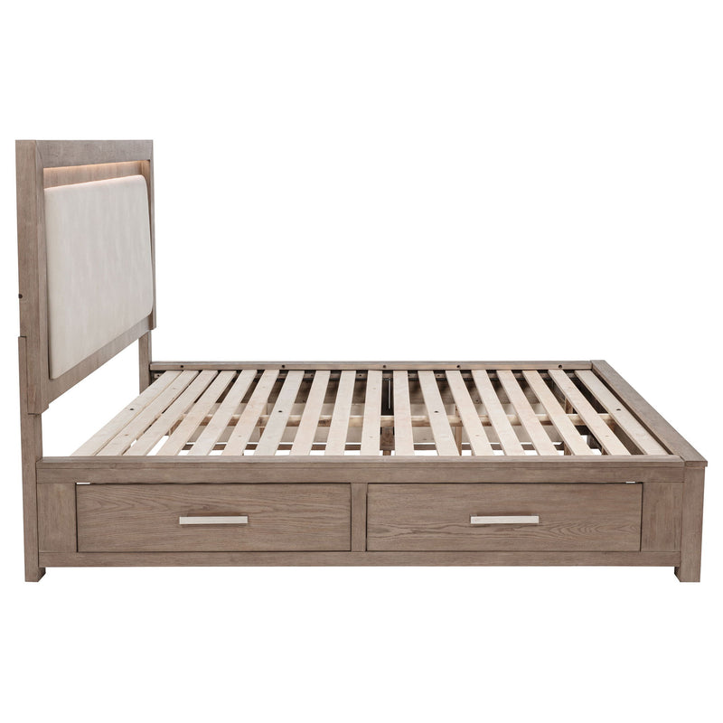 Gibbons - Cama con almacenaje y cabecero tapizado con luces LED
