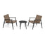 Outdoor Chat Set, 2 Chairs & Side Table - Black / Brown