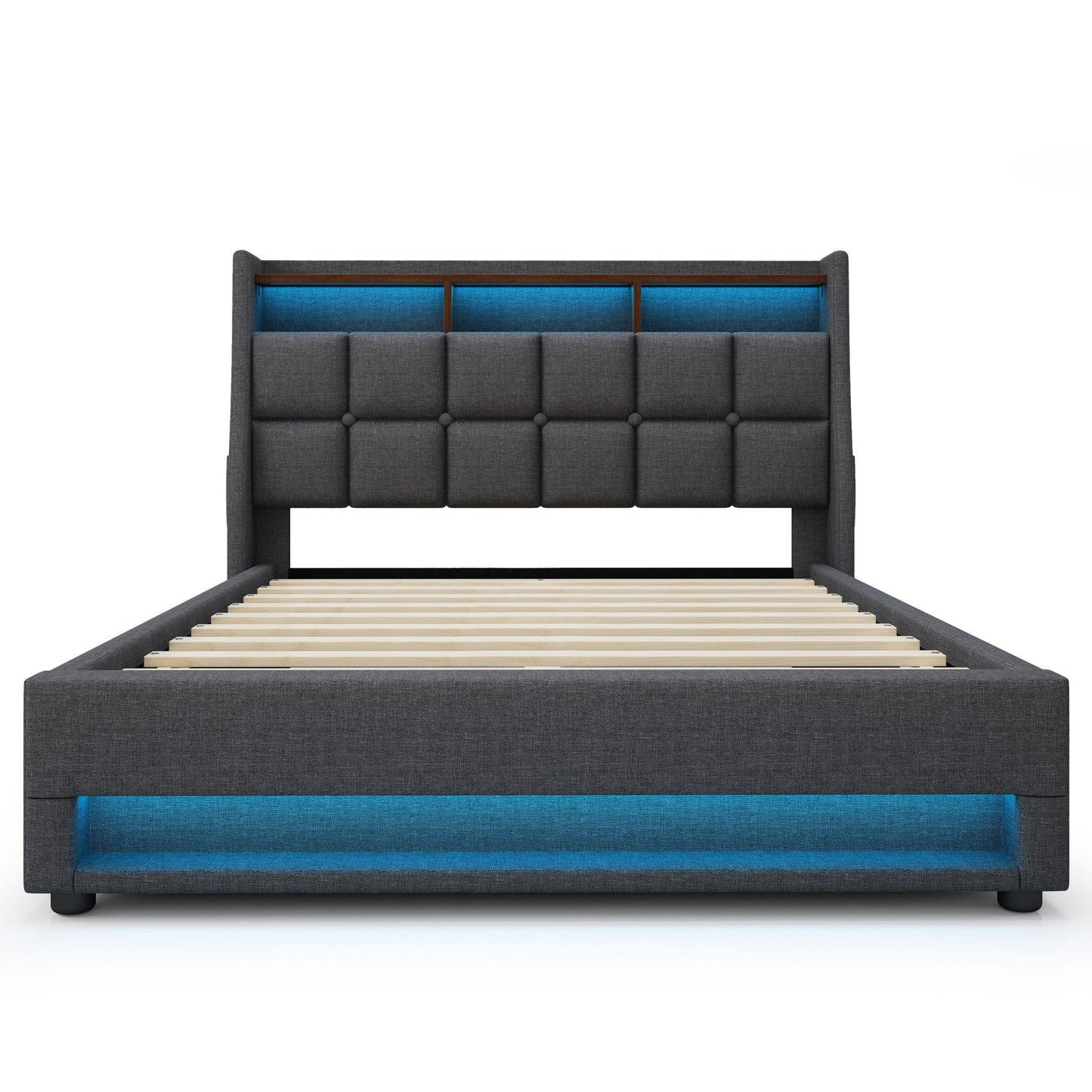 Upholstered Platform Bed With A Hydraulic Storage System, LED And USB Charging (Without Mattress)