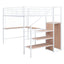 Loft Bed With Desk And Grid, Stylish Frame With Lateral Storage Ladder And Wardrobe