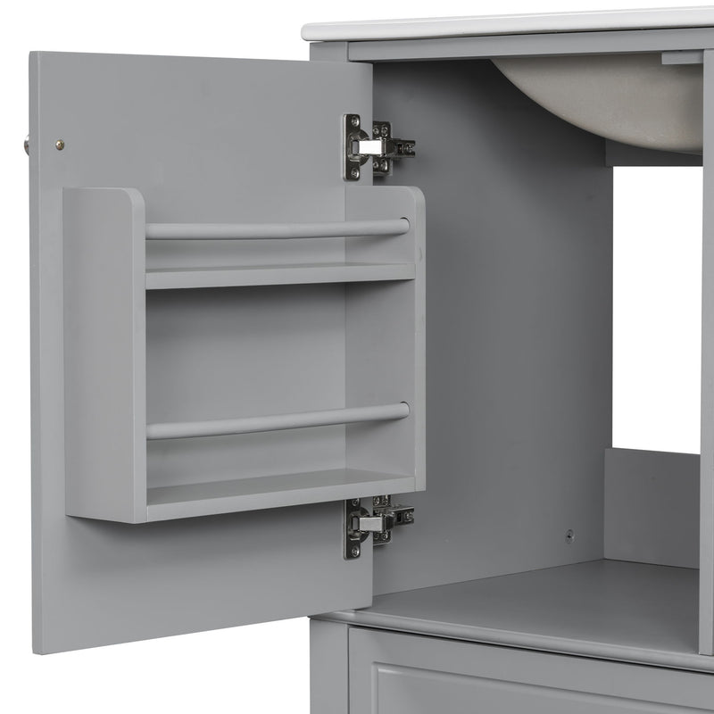 Freestanding Bathroom Vanity With Sink, Soft Close Door, 3 Drawers