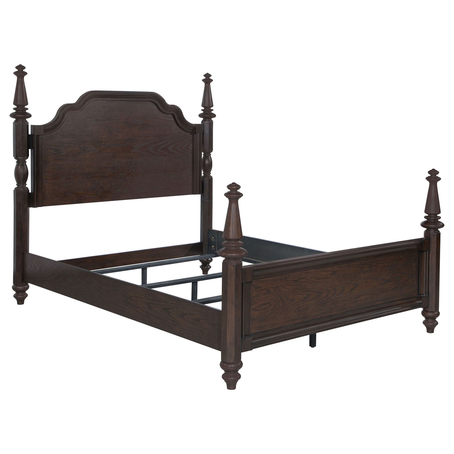 4 Poster California King Bed With Serpentine Headboard - Dark Oak