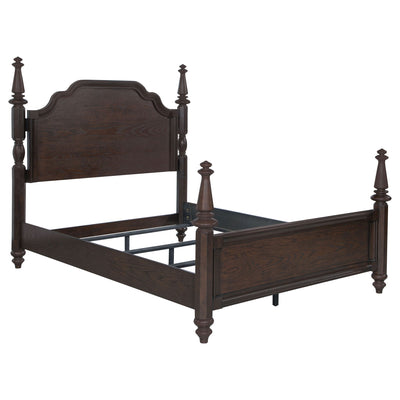 4 Poster California King Bed With Serpentine Headboard - Dark Oak