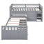 Loft Platform Bed With 7 Drawers And Full Guardrails, Modern L Shaped Space Savin