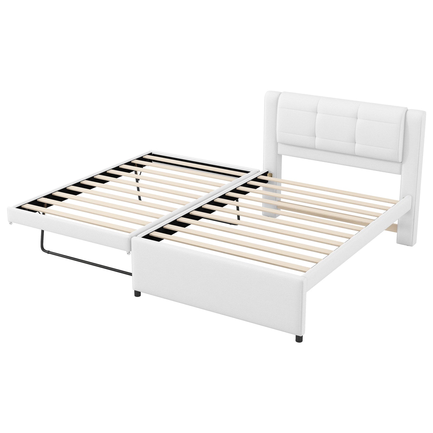 Upholstered Platform Bed With Multifunctional Trundle