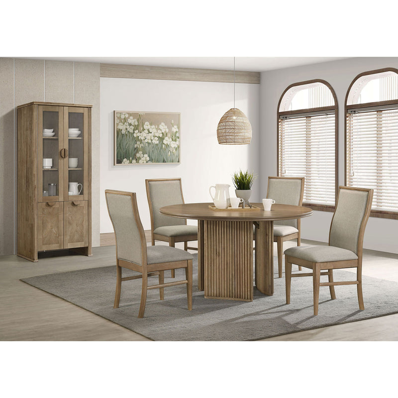 Dreydon - Round Dining Table With Textured Tripod Base - Light Brown