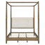 Queen Canopy Bed Frame With Upholstered Headboard - Brown
