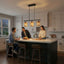 Elysian - 3 Lights Island With Natural Shade Farmhouse Chain Ceiling Lamp - Black / Rattan
