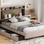 Upholstered Platform Bed With Storage Headboard, Trundle & 2 Drawers And A Set Of Sockets & USB Ports