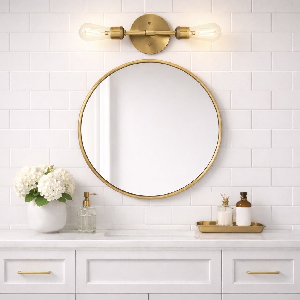 Reverie - Double Lights Bathroom Wall Sconce Over Mirror - Clear / Gold