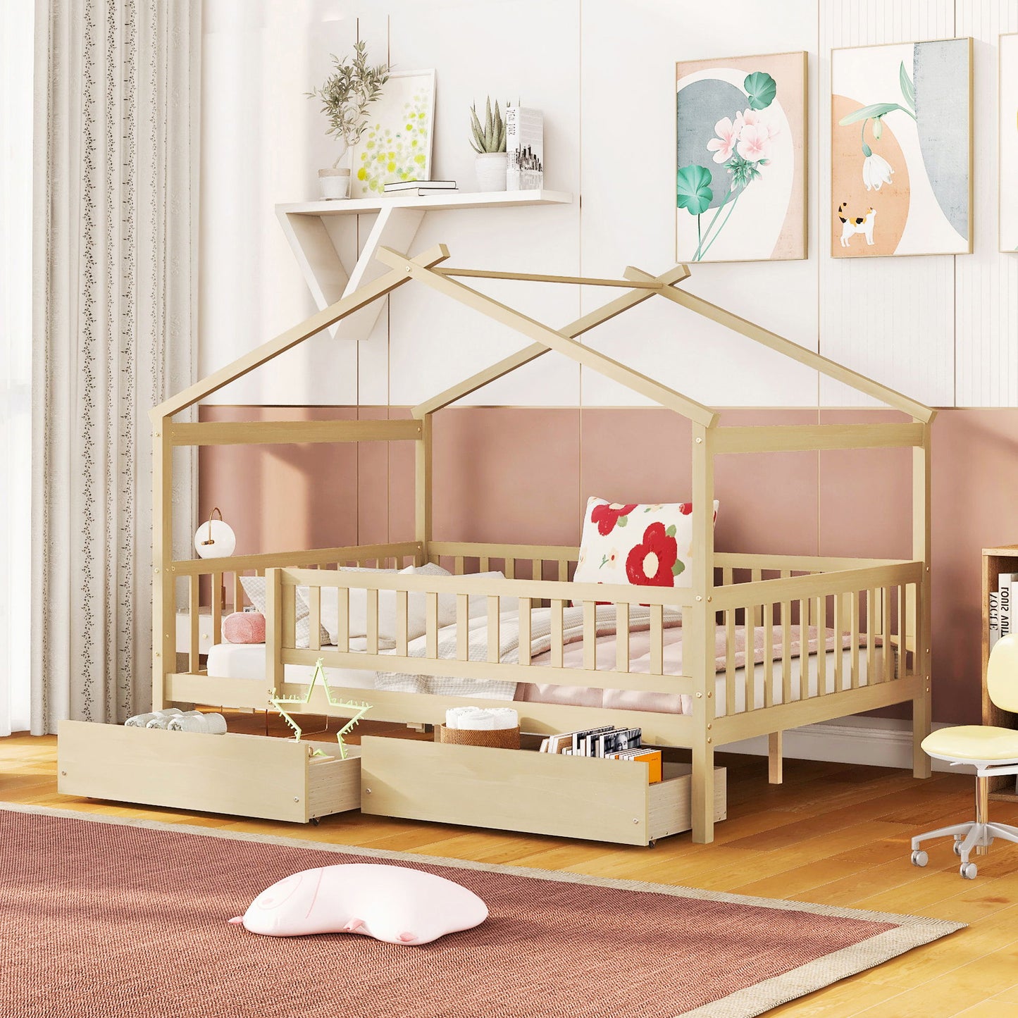 House Bed With 2 Drawers