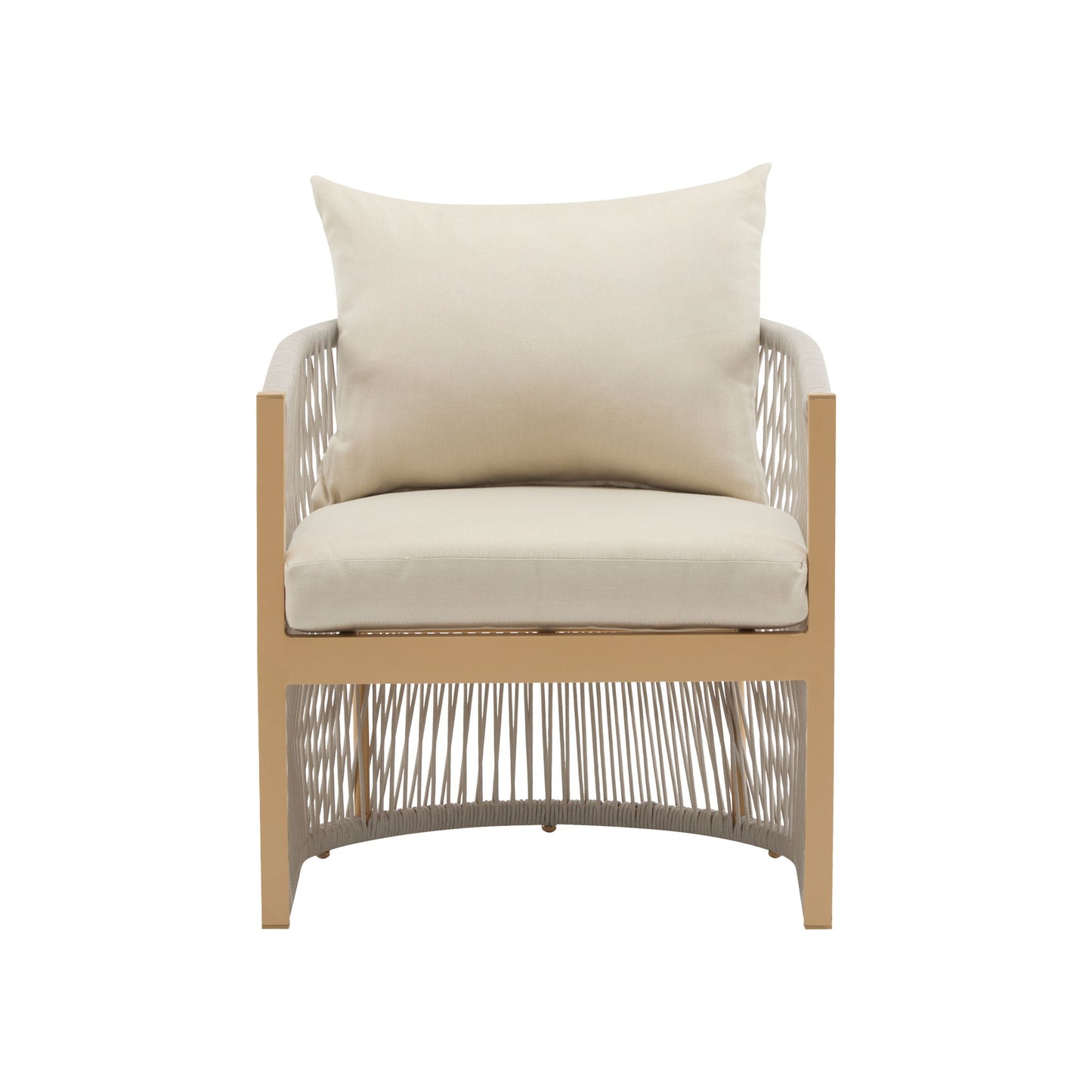 Modern Curved Aluminum Lounge Chair With Stylish Rope Weave Design And Cushioned Comfort For Outdoor