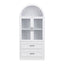 Arched Top Storage Cabinet With Fixed 2 Tier Shelves, 2 Large Drawers