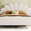 Upholstered Platform Bed With Flower Pattern Headboard