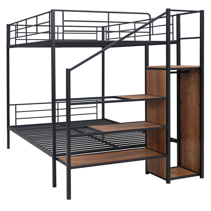 Bunk Bed With Lateral Storage Ladder And Wardrobe