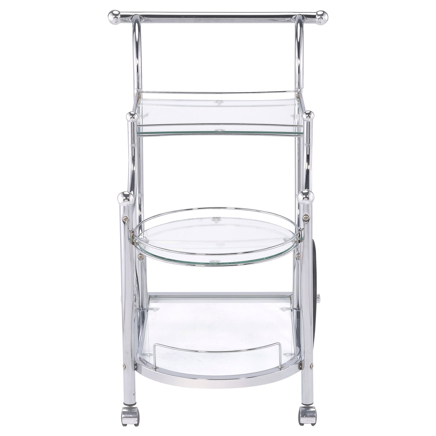 Reia - 3 Tier Cart With Casters & Tempered Glass Design - Chrome