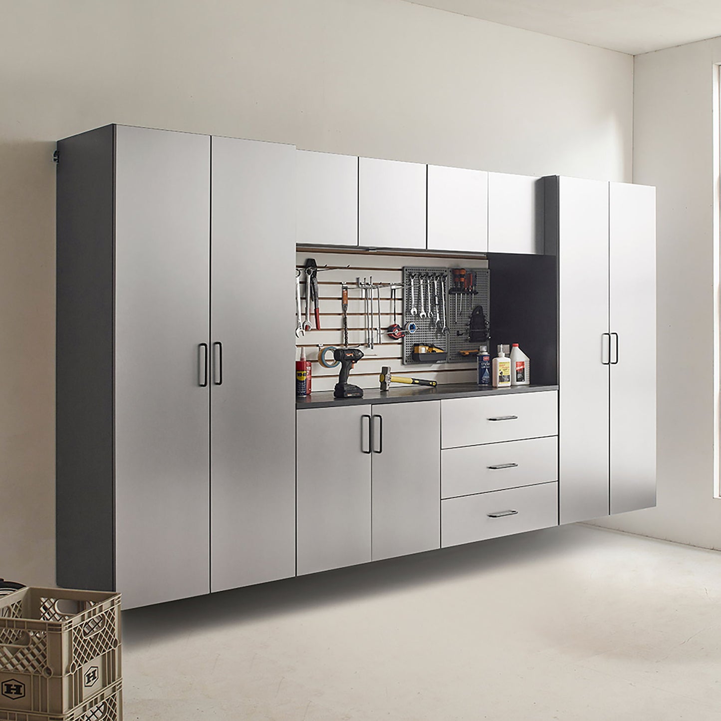 Astro Series - Wall Mounted Base Door Storage Cabinet - Metallic Gray
