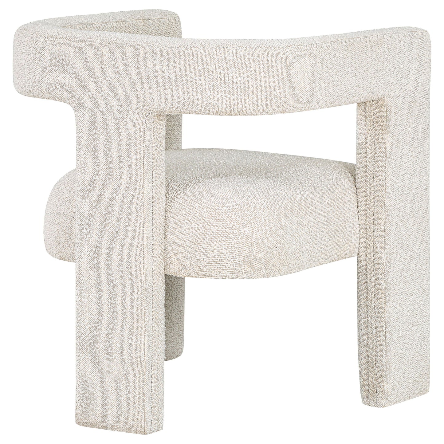Verda - Upholstered Accent Side Chair In Soft With Rounded Open Back And 3 Leg Base - White