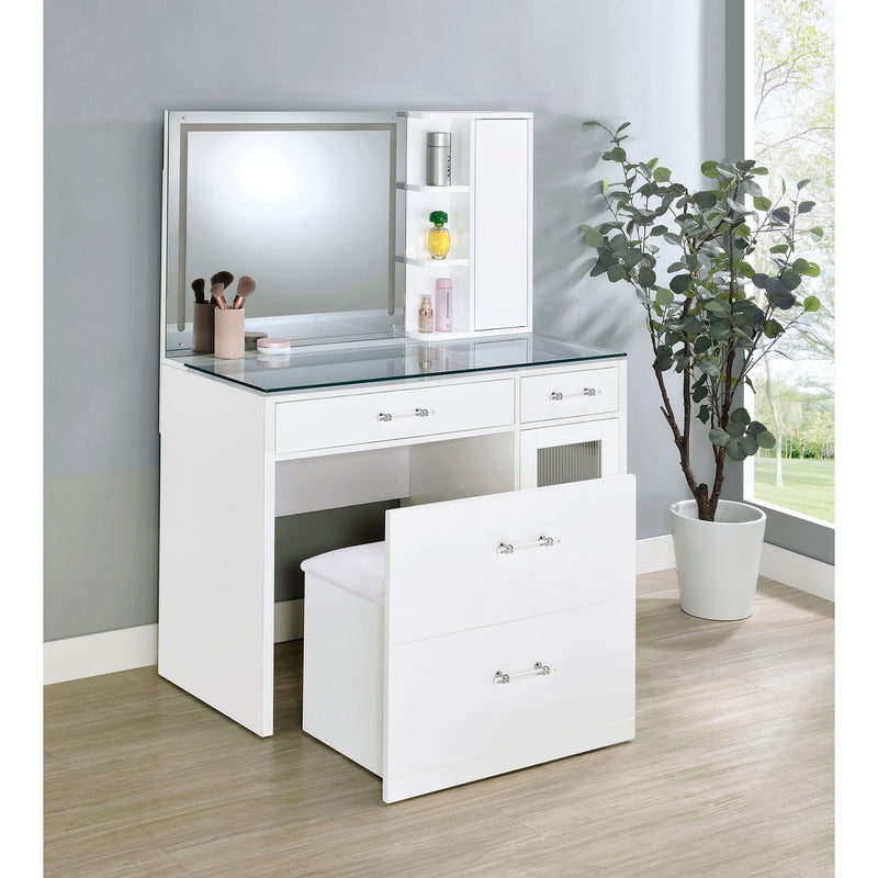 Kerr - 2 Drawer Makeup Vanity Table With Mirror And Stool