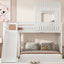 Loft Bunk Bed With Playhouse, Farmhouse, Ladder, Slide And Guardrails