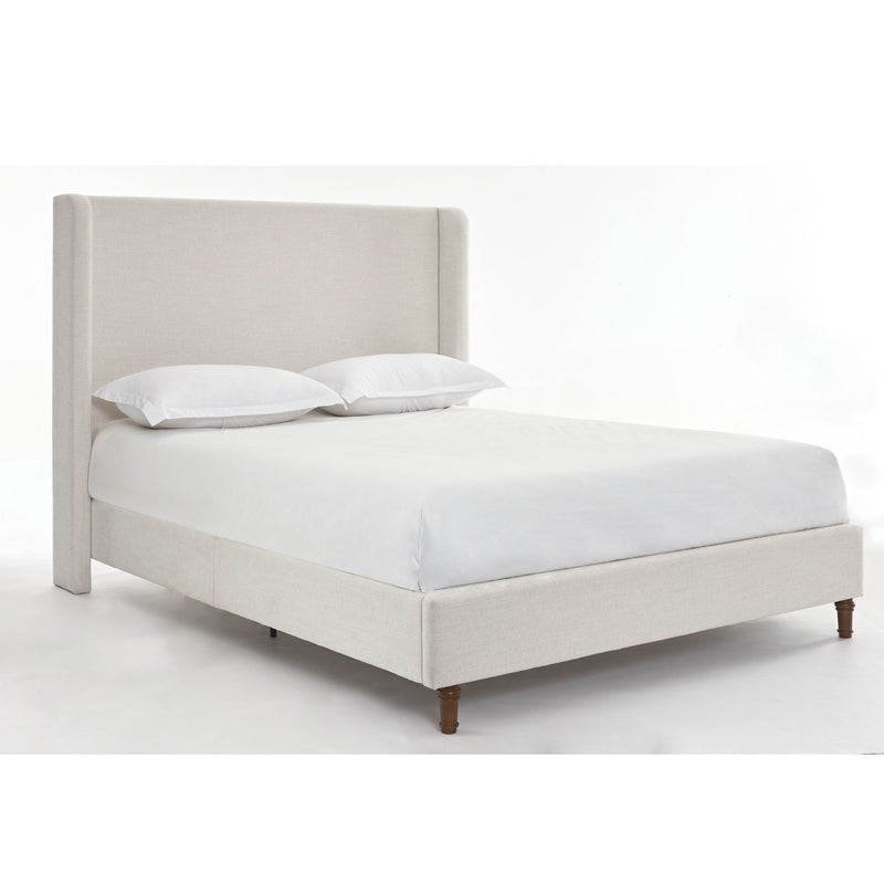 Hayden - King Size Upholstered Wingback Bed With And Tall 54" Headboard - Ivory