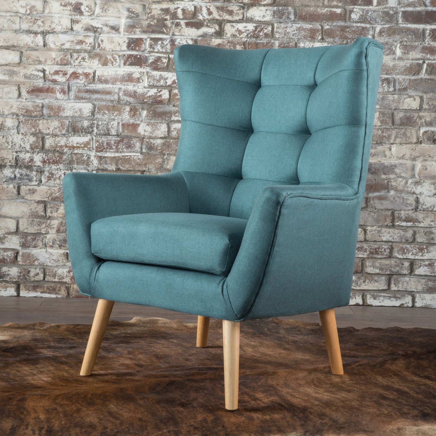 Club Chair With Rubberwood Legs