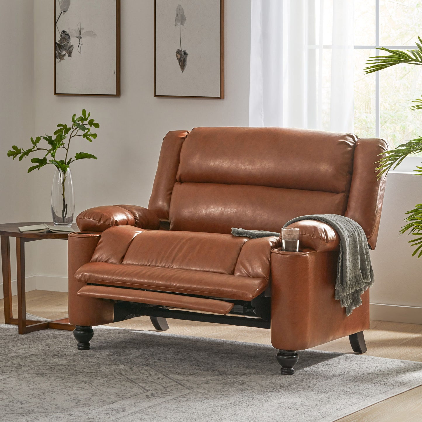 Tufted Design Wide Manual Recliner Chair
