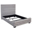 Queen Bed With Textured, And Tufted Headboard - Gray