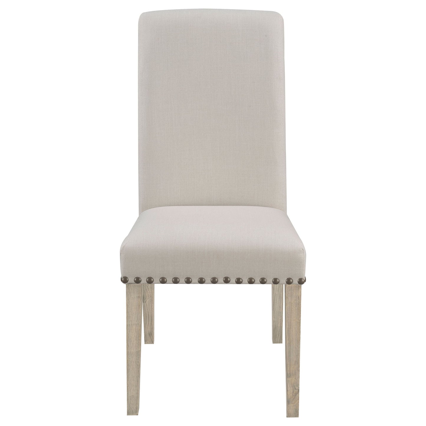 Upholstered Dining Chair With Rolled Edge Seat Back (Set of 2) - Beige