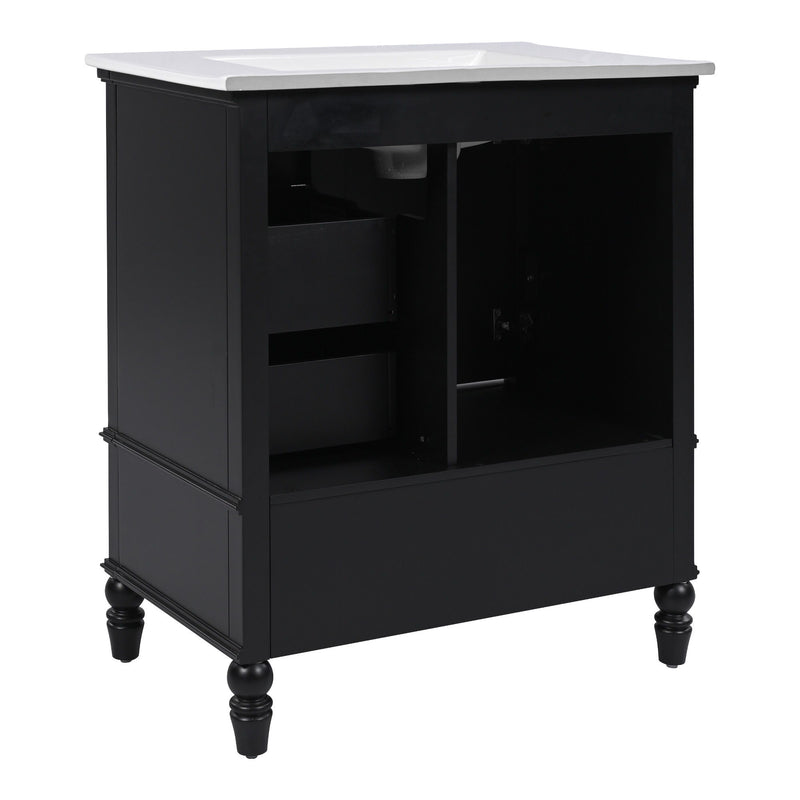 30" Bathroom Vanity With Sink, 3 Drawers, Adjustable Feet