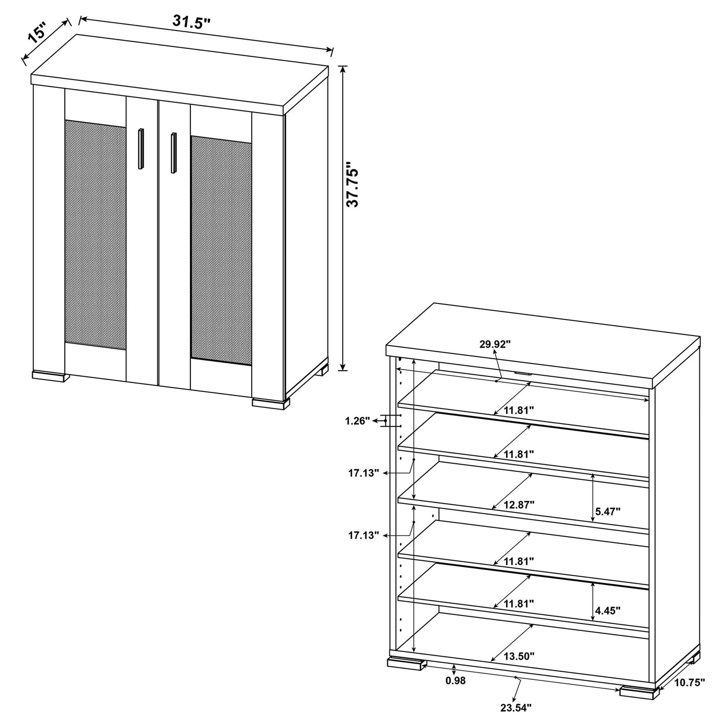 Door Accent Cabinet With Screens - Brown