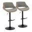Fabrizzi - Mid Century Modern Adjustable BarStool With Rounded T Footrest (Set of 2)