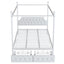 Queen Size Canopy Platform Bed With Upholstered Headboard And 2 Storage Drawers - White
