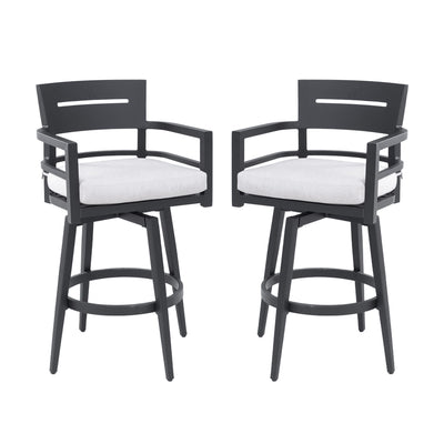 Outdoor Swivel Bar Chairs, 360 Degree Rotation, Ergonomic Backrest (Set of 2)