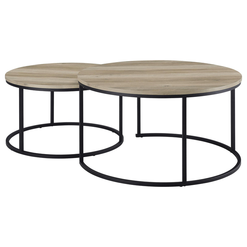 Arrize - 2 Piece Round Nesting Coffee Table Set - Pine Wood
