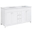 Bathroom Vanity Cabinet Only, 3 Drawers & 4 Doors & Double Layer Shelves - White