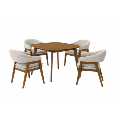 Miller - 5 Piece Set (39" Square Dining Table With 4 Arm Chairs) - Walnut / Gray