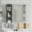 Bathroom Wall Storage Cabinet With Mirror And Adjustable Shelf, 6 Open Shelves