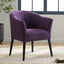 Fabric Arm Chair With Wooden Legs And Cushioned Seat - Plum