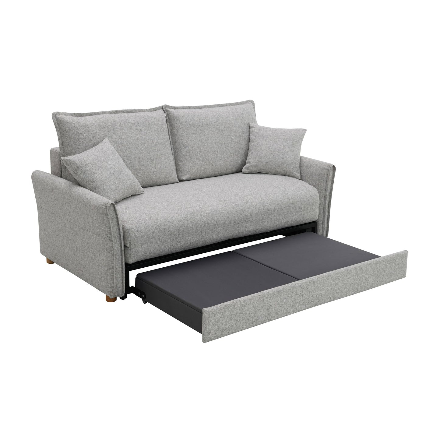 Oren - Chenille Sleeper Sectional Sofa With Storage 2 Toss Pillows - Gray
