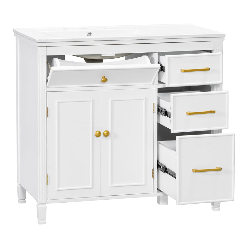 Bathroom Vanity With Sink Top, 3 Soft Closing Drawers