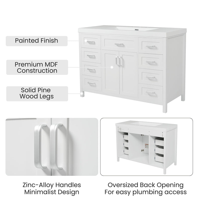 Bathroom Vanity Cabinet Only With 2 Soft Close Doors And 8 Drawers