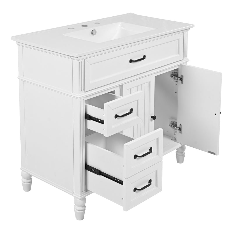 Bathroom Vanity With Sink, Freestanding Cabinet & Drawers