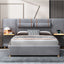 Upholstered Platform Bed, 2 Outlets And USB Charging Ports On Both Sides, 2 Bedside Pillows, Storage Shelves