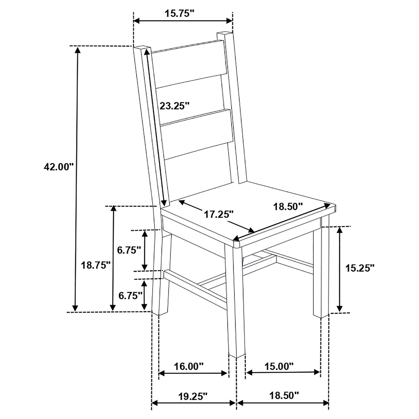 Ladder Back Dining Chairs With Straight Seat (Set of 2) - Brown