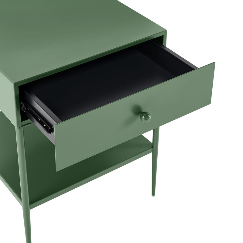 Colette - 1 Drawer Nightstand With Bottom Shelf - Green