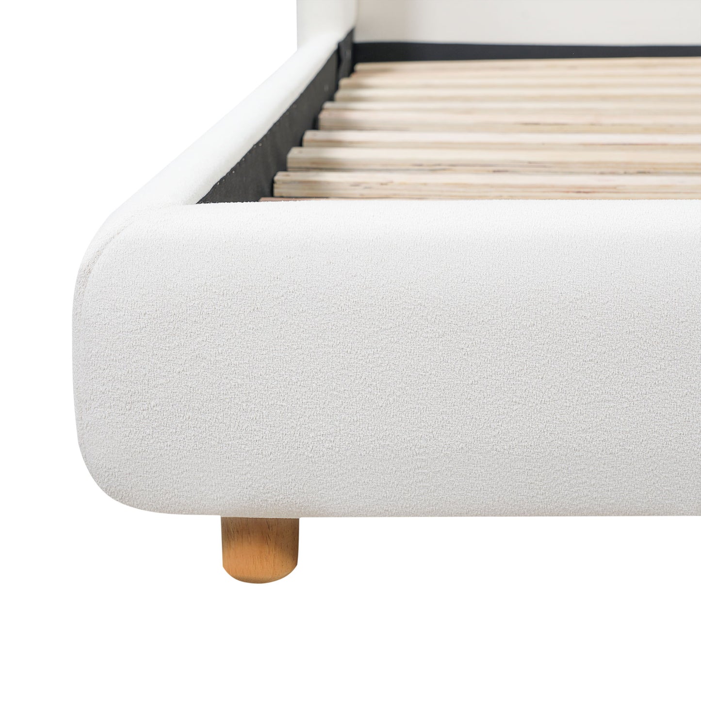 Modern Upholstered Bed Frame With Wingback Headboard